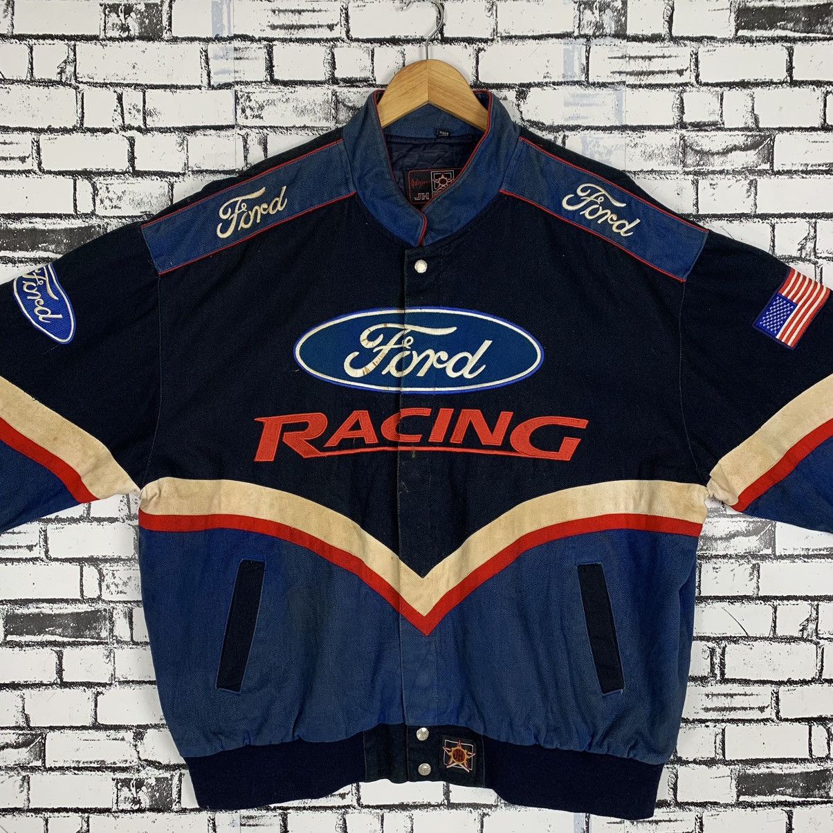 Ford × Jeff Hamilton JH Design Jeff Hamilton Ford Racing Mens Racecar Jacket Size US XL / EU 56 / 4 - 6 Thumbnail