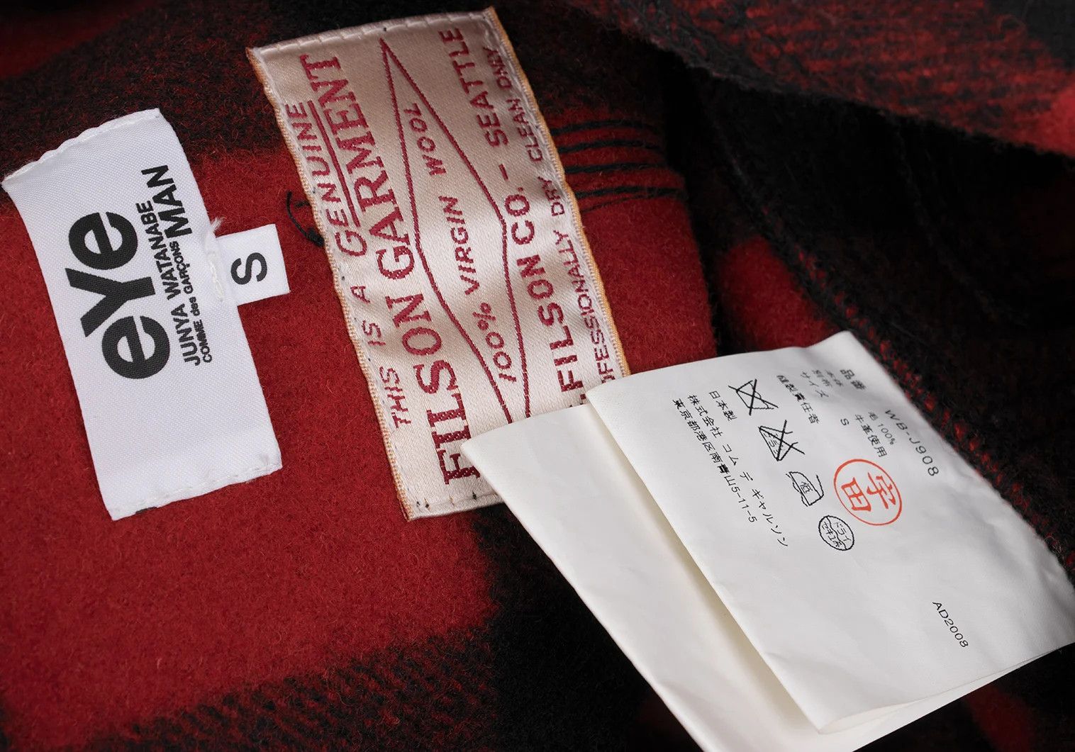 Junya Watanabe Red and Black Gingham Check Leather Elbow Patch Jacket Size US S / EU 44-46 / 1 - 18 Thumbnail