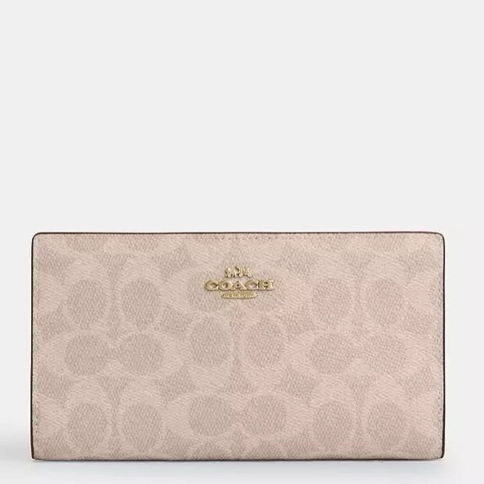 Coach NWT Coach CW661 Slim Zip Wallet Canvas Gold/Sand/Chalk Size ONE SIZE - 6 Thumbnail