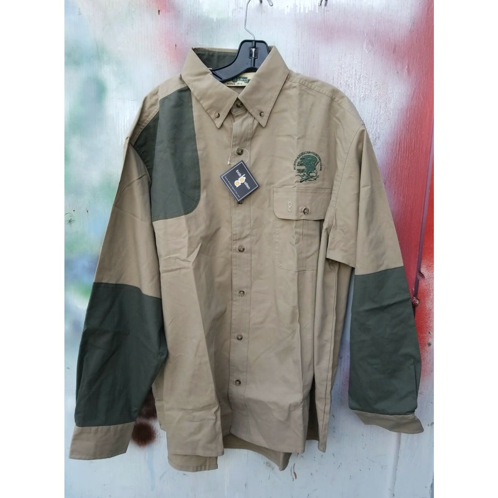 Vintage Bob Allen North American Hunting Club Shirt Men's XL Right Hand Button-Up Long Sleeve Green Cotton Knit Shirt Size US XL / EU 56 / 4 - 2 Thumbnail