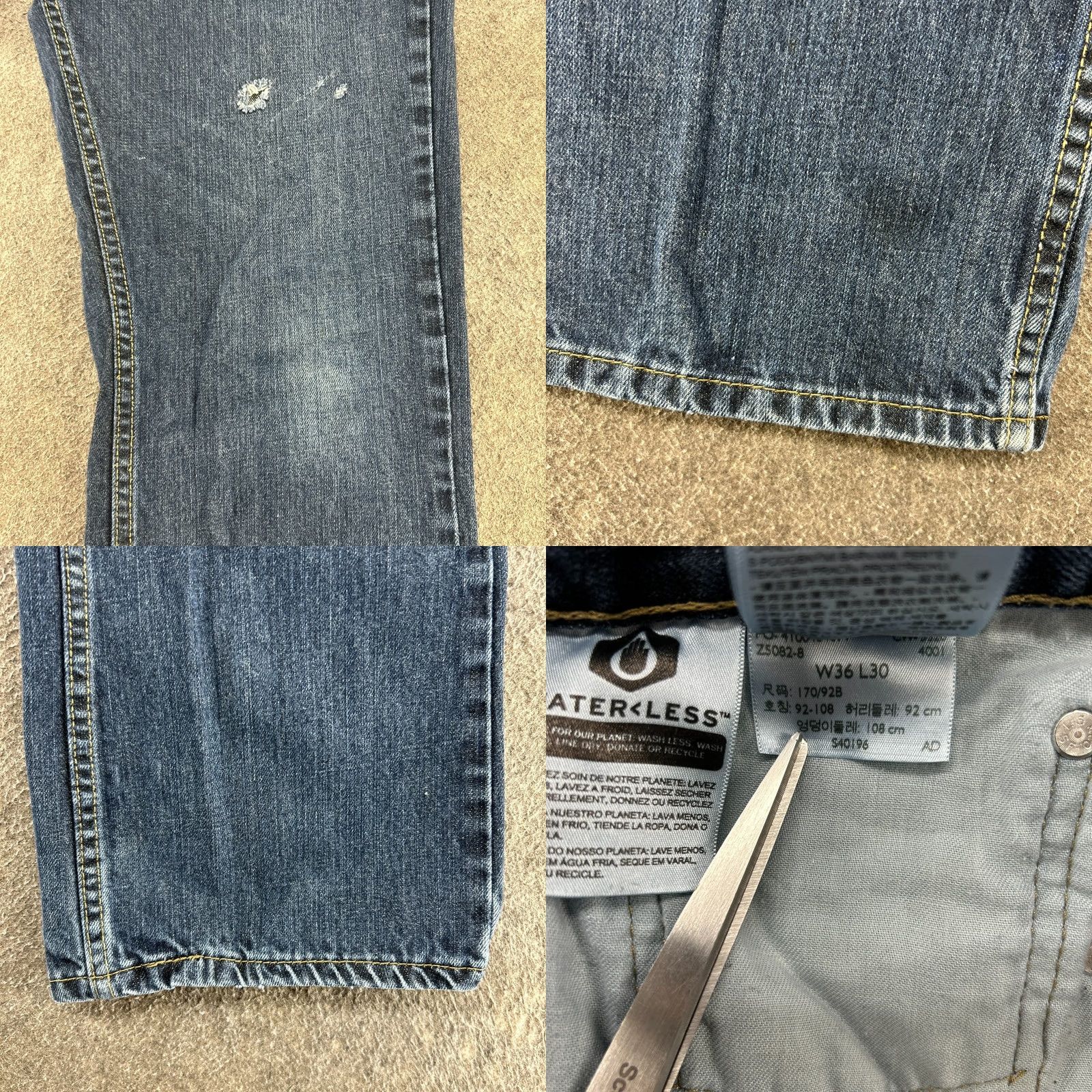 Levi's Levi's 527 Jeans Mens 36x30 Blue Bootcut Regular Fit Dark Wash Denim Distressed Cotton Jeans Cowboy Bagged Pocket Pattern Logo Belt Loops 5-Pocket Size US 36 / EU 52 - 8 Thumbnail