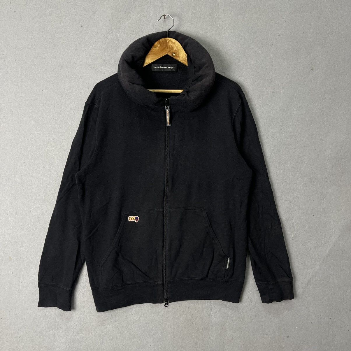 mercibeaucoup mercibeaucoup Black Zip-Up Hoodie High Collar 100% Cotton Size US M / EU 48-50 / 2 - 1 Thumbnail