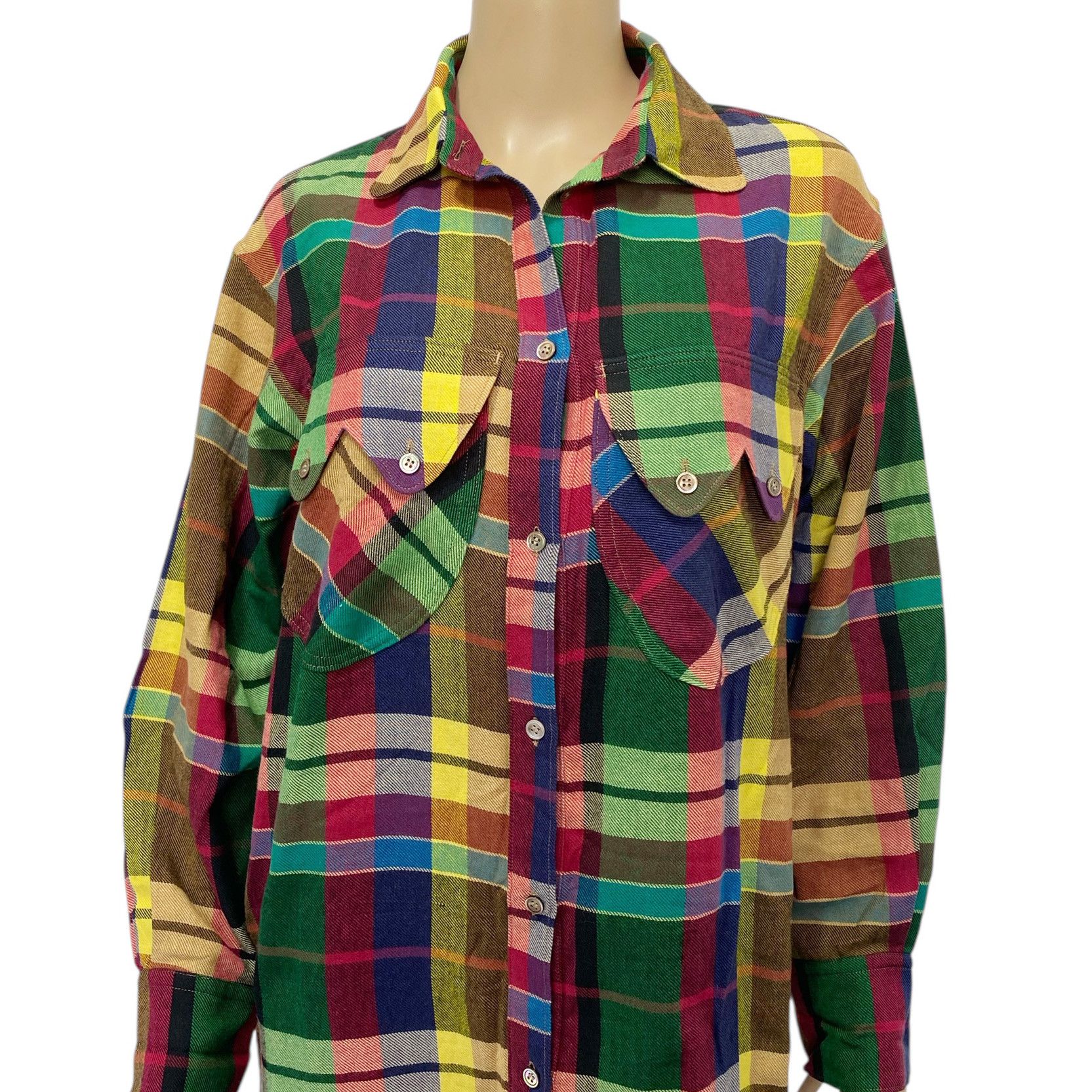 Tsumori Chisato Multicolor Plaid Button Down Shirt Dress Size M / US 6-8 / IT 42-44 - 6 Thumbnail
