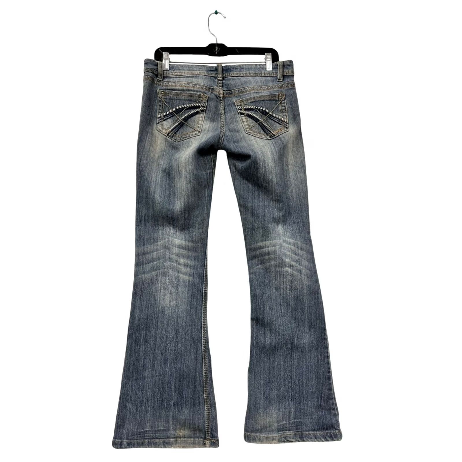 Vintage Bongo Womens Jeans Bootcut Distressed Low Rise Blue 9 Regular Denim Womens Size 30" / US 8 / IT 44 - 2 Thumbnail