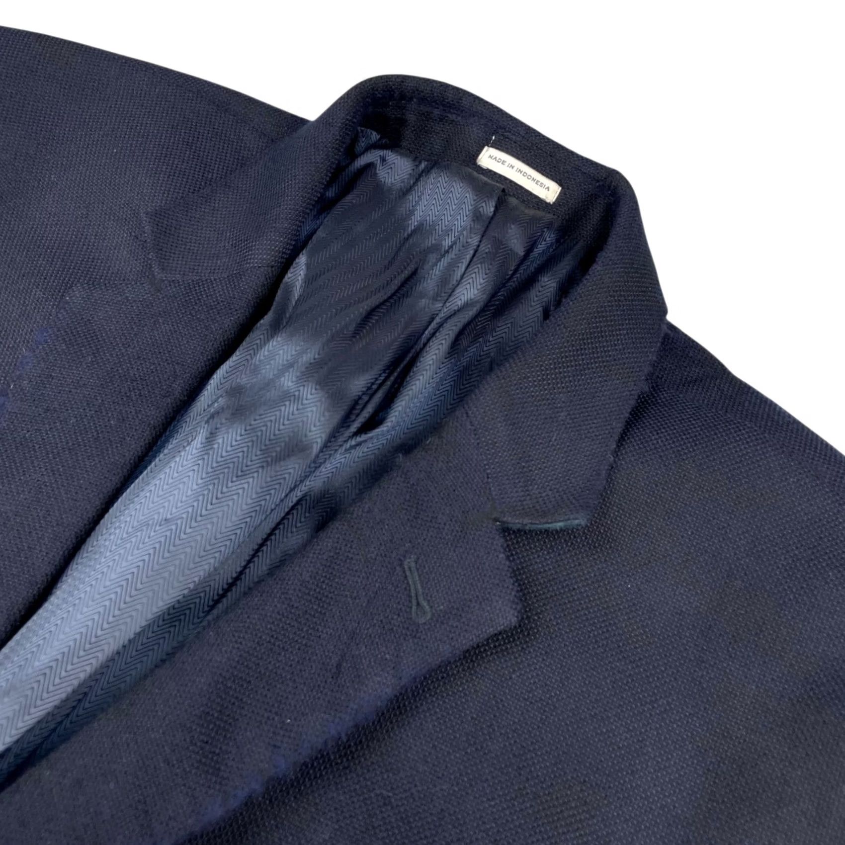 Joseph Abboud Joseph Abboud Blazer Shirt Men 46 100% Wool Navy Blue Notch Lapel 2-Button Short Sleeve Blazer Front Two-Button Vintage: No Mens Size 46R - 2 Thumbnail