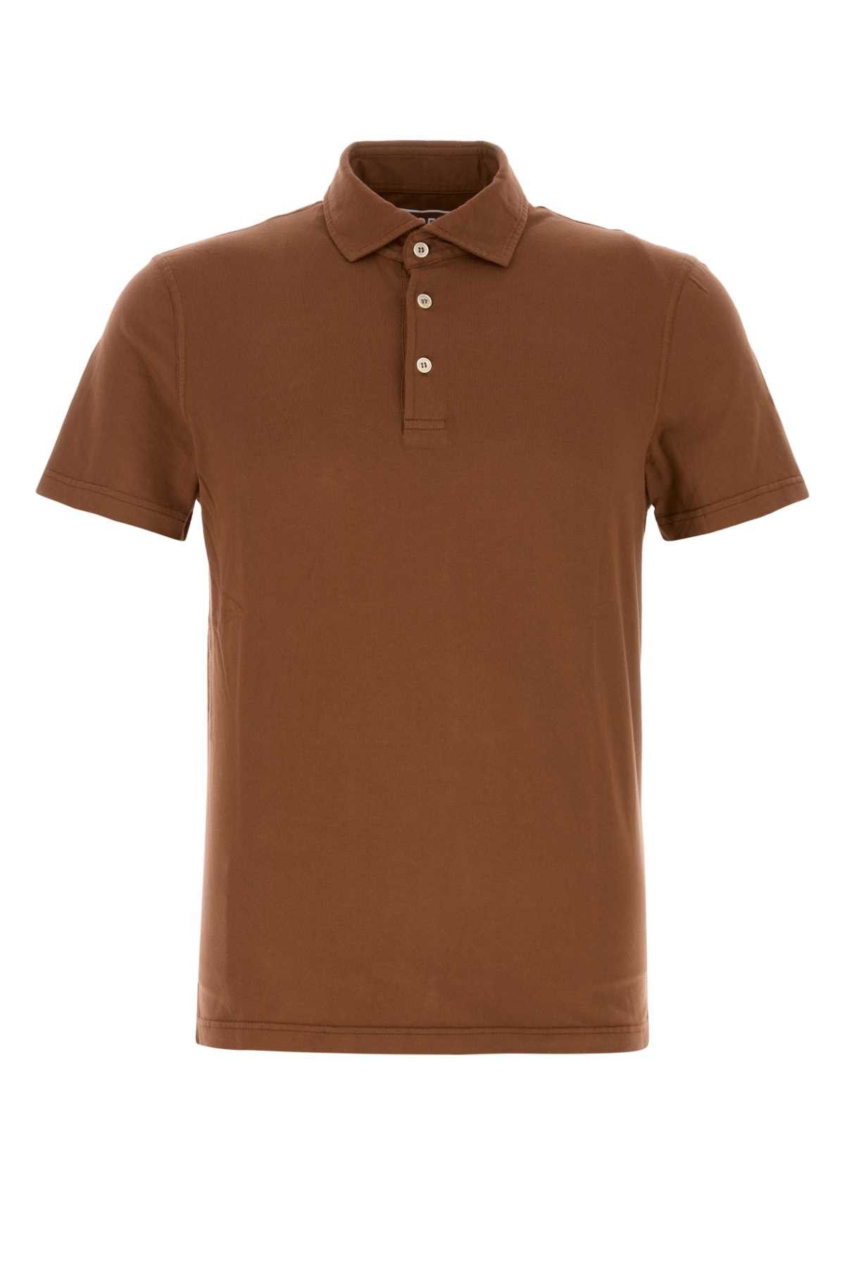 Fedeli Brown Stretch Cotton Polo Shirt Size US M / EU 48-50 / 2 - 1 Thumbnail
