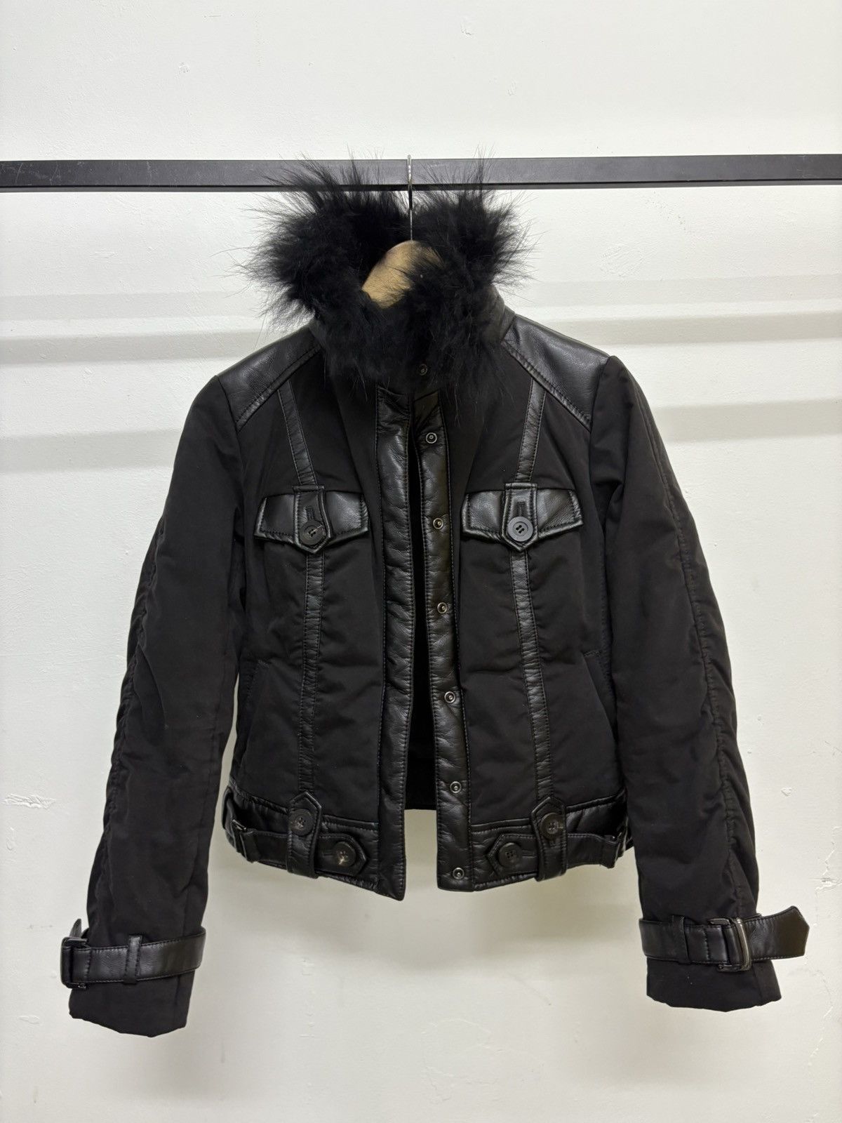 Beauty Beast Fragile Fur Faux Leather Demo Jacket Asymmetrical Lace Up Size US XS / EU 42 / 0 - 14 Thumbnail