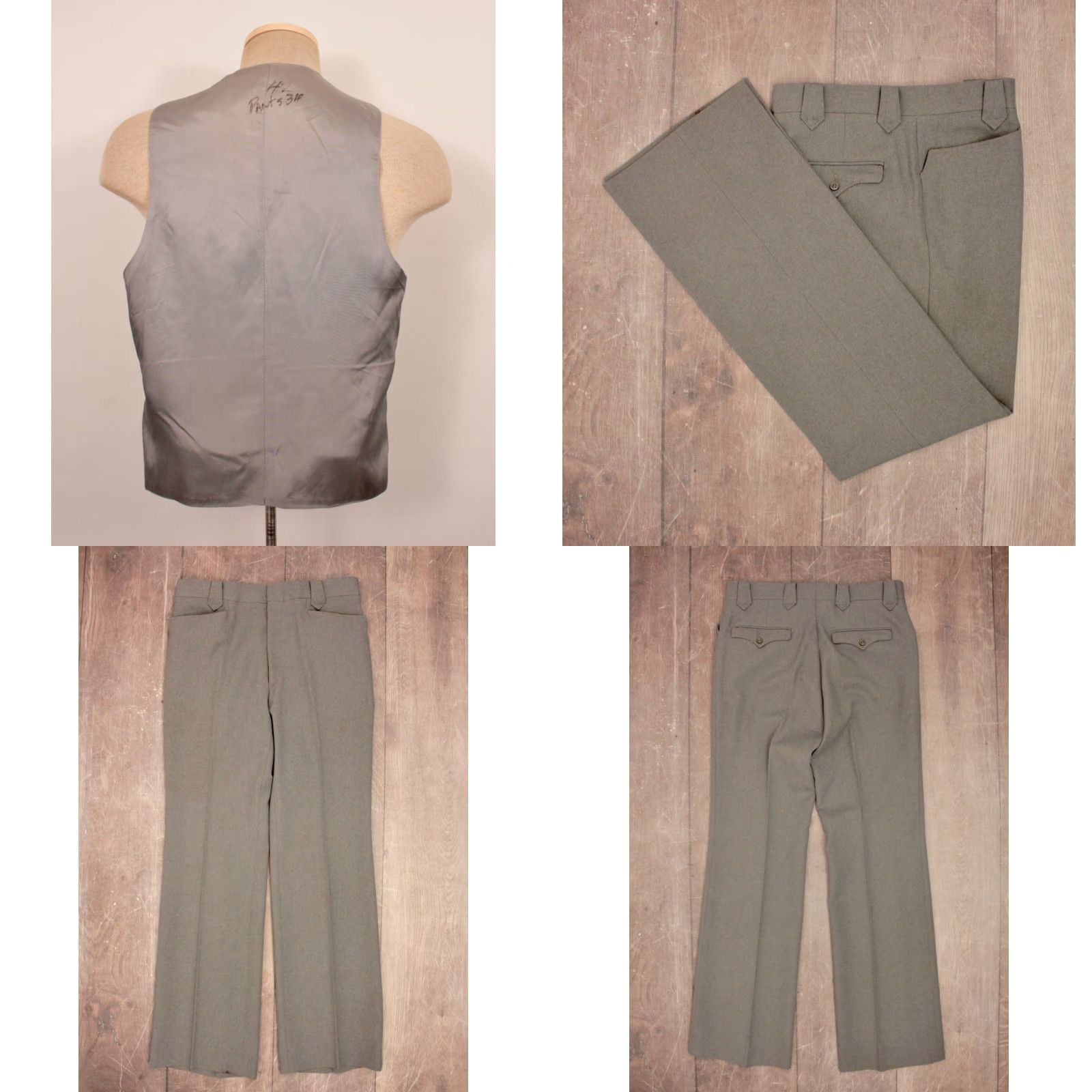 Vintage VINTAGE Men's VTG 70s Grey 3 PC Western Leisure Suit Sz M 1970s Disco Polyester Shirt Jacket Pants Mens Size 40R - 8 Thumbnail