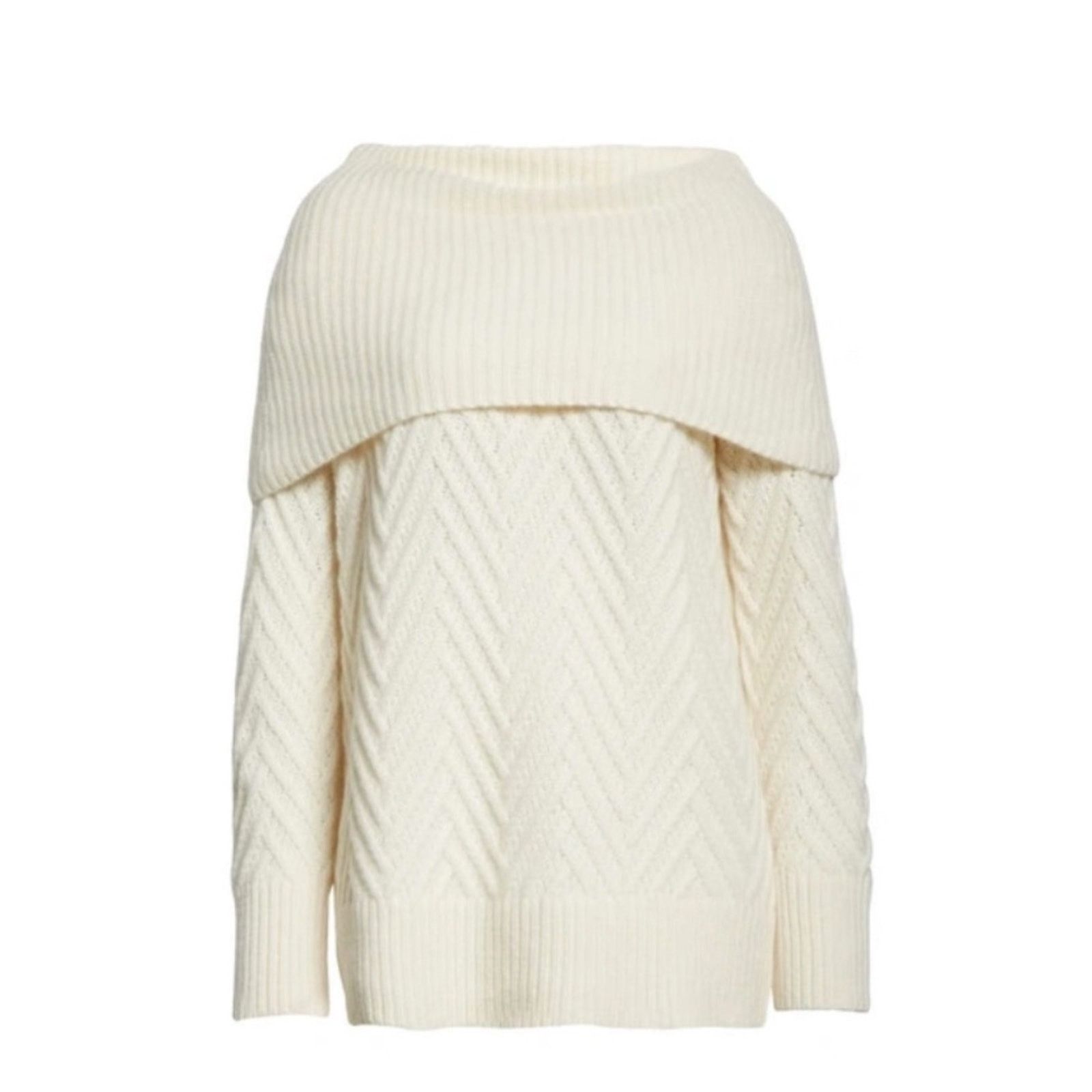Nordstrom Chevron Pattern Cashmere Cowl Neck Sweater NORDSTROM Size S / US 4 / IT 40 - 3 Thumbnail