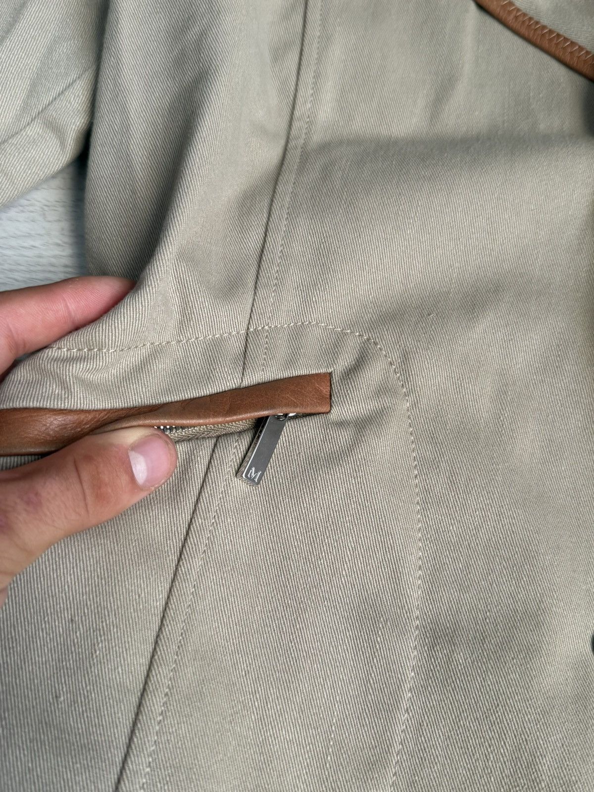 Max Mara Max Mara Beige Jacket with Brown Leather Trim Size XL / US 12-14 / IT 48-50 - 4 Thumbnail