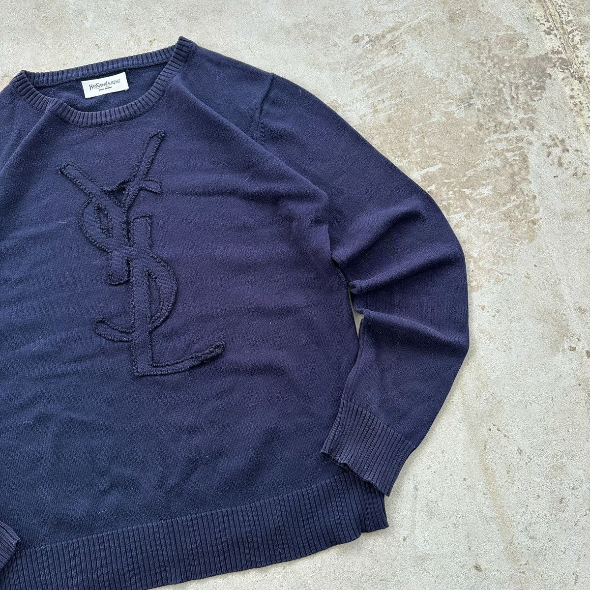 Yves Saint Laurent Vintage Yves Saint Laurent Sweater Embroidered Logo Blue M Size M / US 6-8 / IT 42-44 - 4 Thumbnail