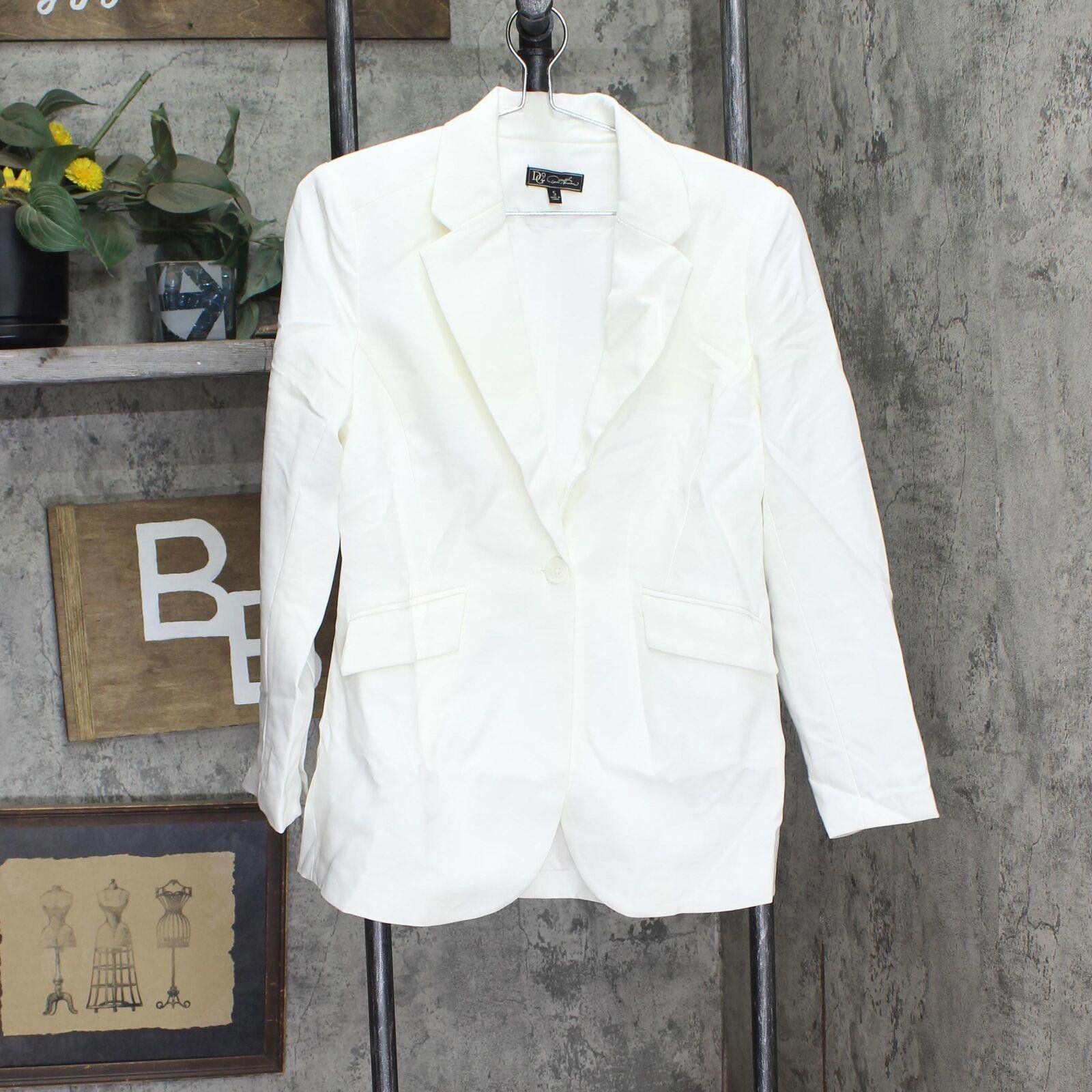Designer DG2 by Diane Gilman 1-Button Gabardine Blazer Jacket Ivory S Size S / US 4 / IT 40 - 1 Thumbnail