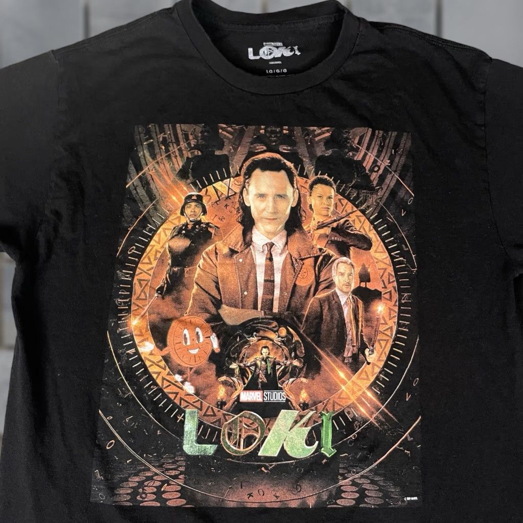 Vintage Marvel Loki T Shirt Adult L Black Logo Comic Men Short Sleeve Crew Neck Cotton Blended Fabric Size US L / EU 52-54 / 3 - 1 Thumbnail