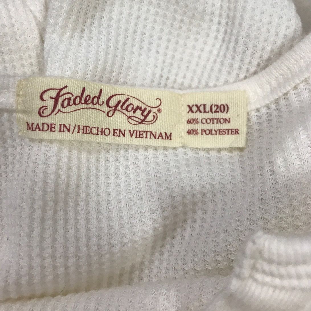 Faded Glory Faded Glory Cream Waffle Pattern V-Neck Long Sleeve XXL (20) Size XXL / US 16-18 / IT 52-54 - 3 Thumbnail