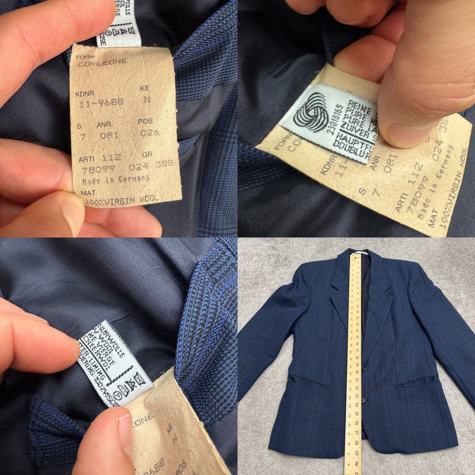 Hugo Boss VINTAGE 80s Hugo Boss Corleone Wool Blazer Mens 38S Blue Plaid Size 38R - 9 Thumbnail