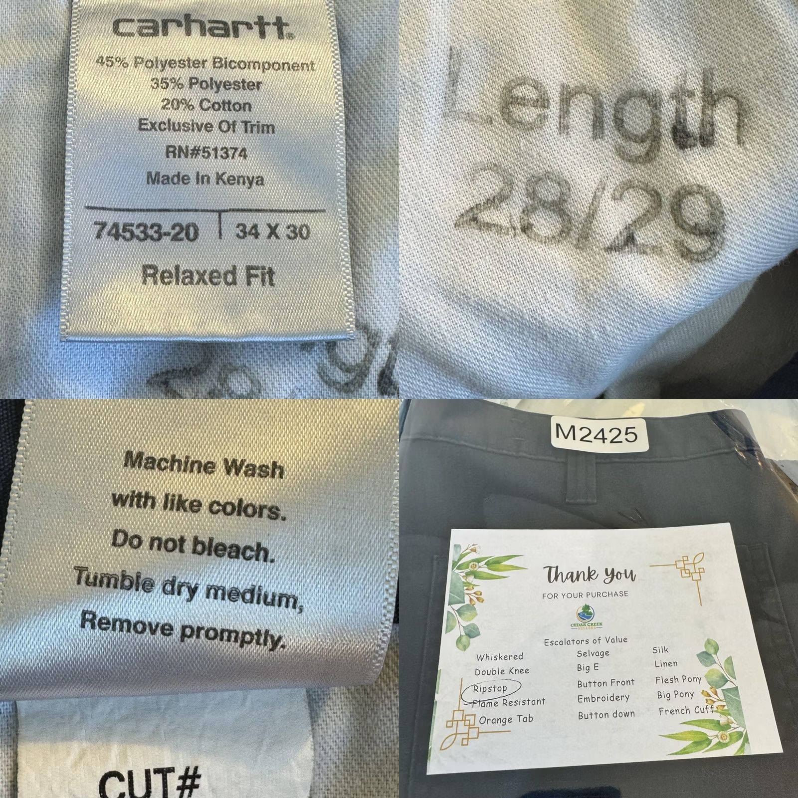 Carhartt Carhartt Pants Mens 34x29 Navy Relaxed Fit Ripstop Utility Work Zipper Broken Pockets Logo Cargo Straight Crewed: 34x29 Size US 34 / EU 50 - 8 Thumbnail