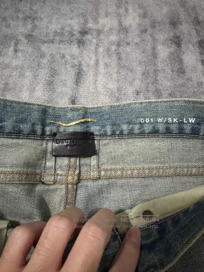 Saint Laurent Paris Saint Laurent Paris Light Blue and Yellow Mud Ripped Big D Size 25" / US 0 / IT 36 - 6 Thumbnail
