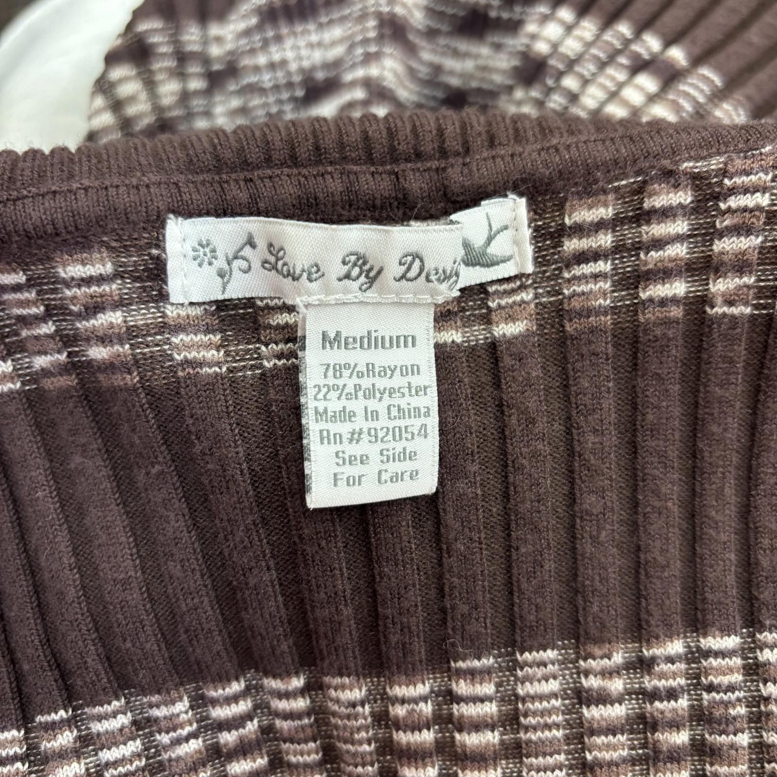 Other Vtg Y2K ribbed collared chocolate & cream sweater blouse Size M / US 6-8 / IT 42-44 - 6 Thumbnail