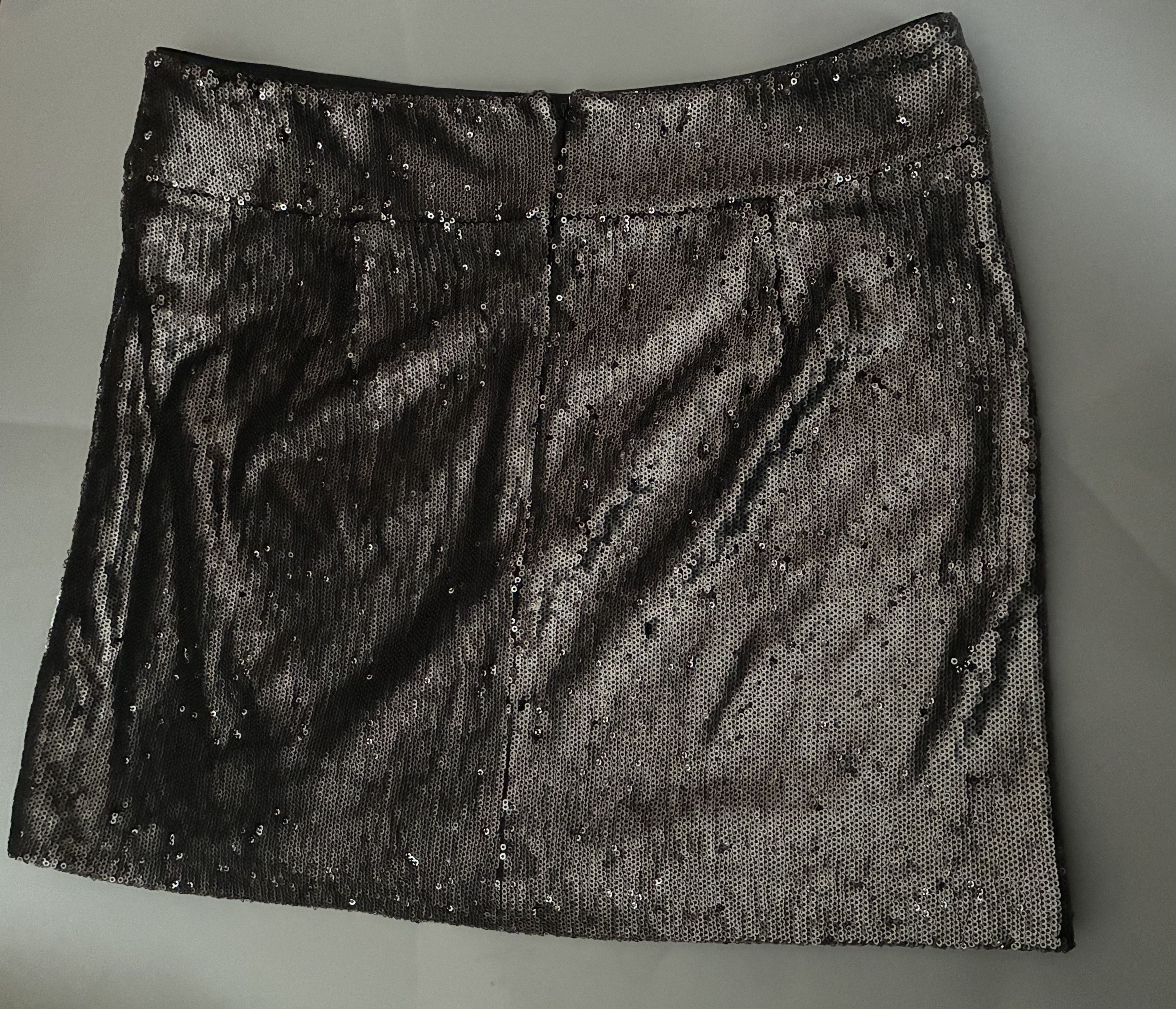 Halston Heritage Silver Sequin Mini Skirt Size 32" / US 10 / IT 46 - 2 Thumbnail