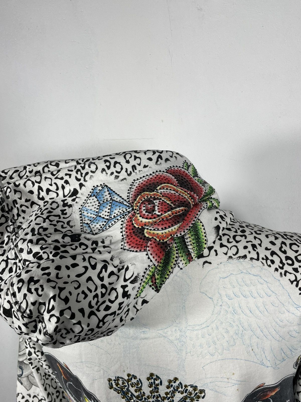 Christian Audigier × Ed Hardy × Vintage Christian Audigier Ed Hardy Retro 00s Hoodie With Crystals Size M / US 6-8 / IT 42-44 - 8 Thumbnail