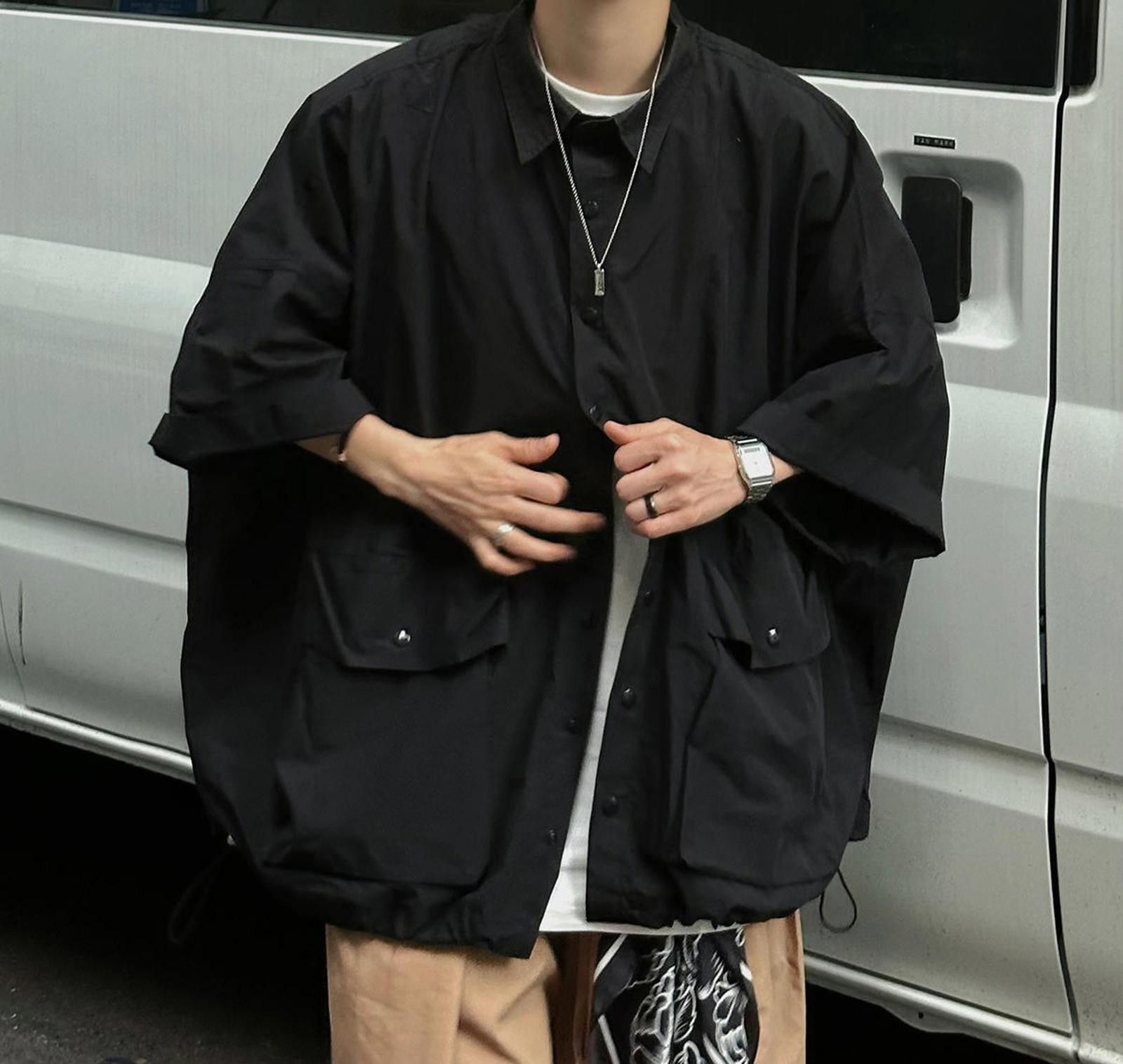 Vintage Stylish Black Oversized Jacket Size US M / EU 48-50 / 2 - 2 Thumbnail
