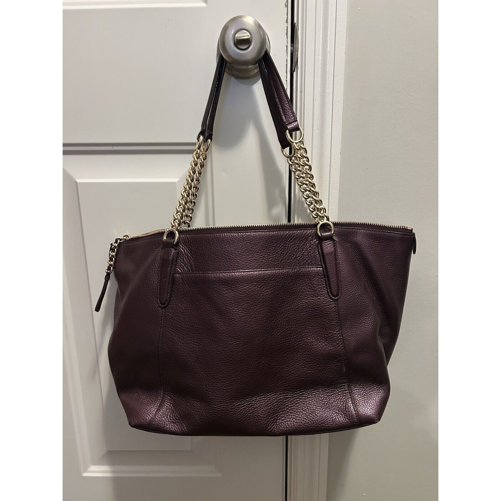 Coach Coach F35868 Ava Platinum Metallic RASPBERRY Pebbled Leather Size ONE SIZE - 2 Thumbnail