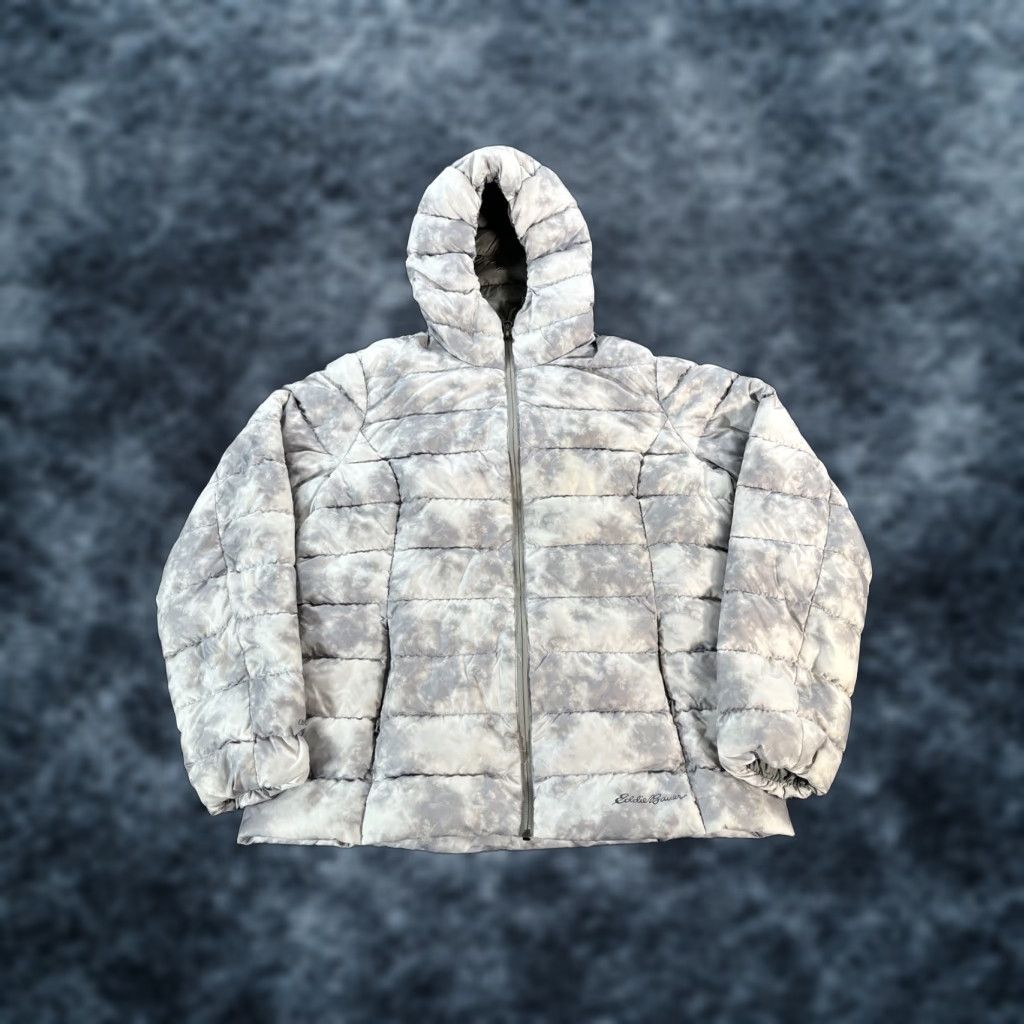 Eddie Bauer Eddie Bauer Jacket, Down Puffer, Womens Large, Gray, Hooded, Long, Winter. Size L / US 10 / IT 46 - 1 Thumbnail