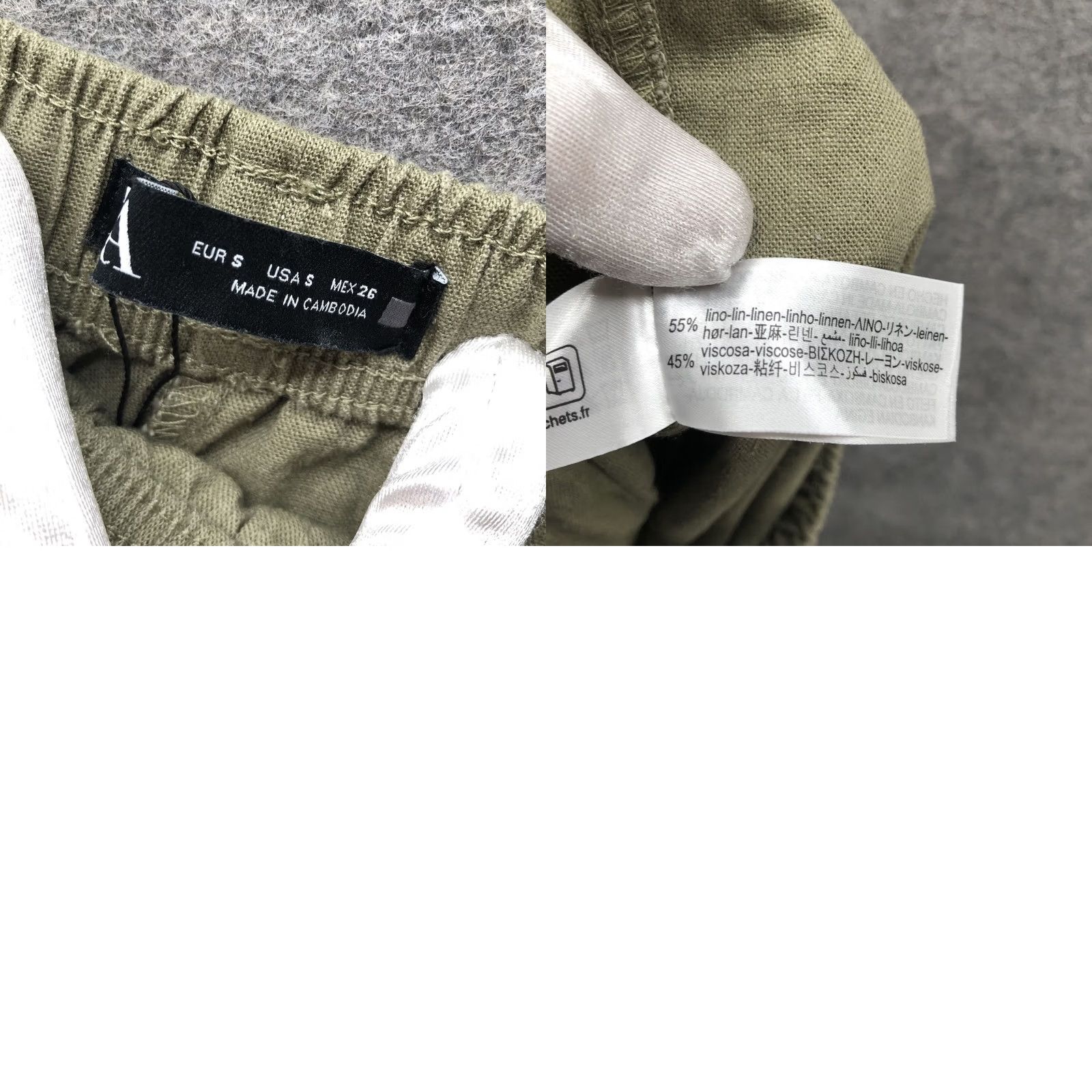 Zara Zara Linen Blend Crop Pants Womens S Olive Green Pull On Relaxed High Rise Cropped Wide-Leg Bohemian 90s Fashion? Size 28" / US 6 / IT 42 - 8 Thumbnail