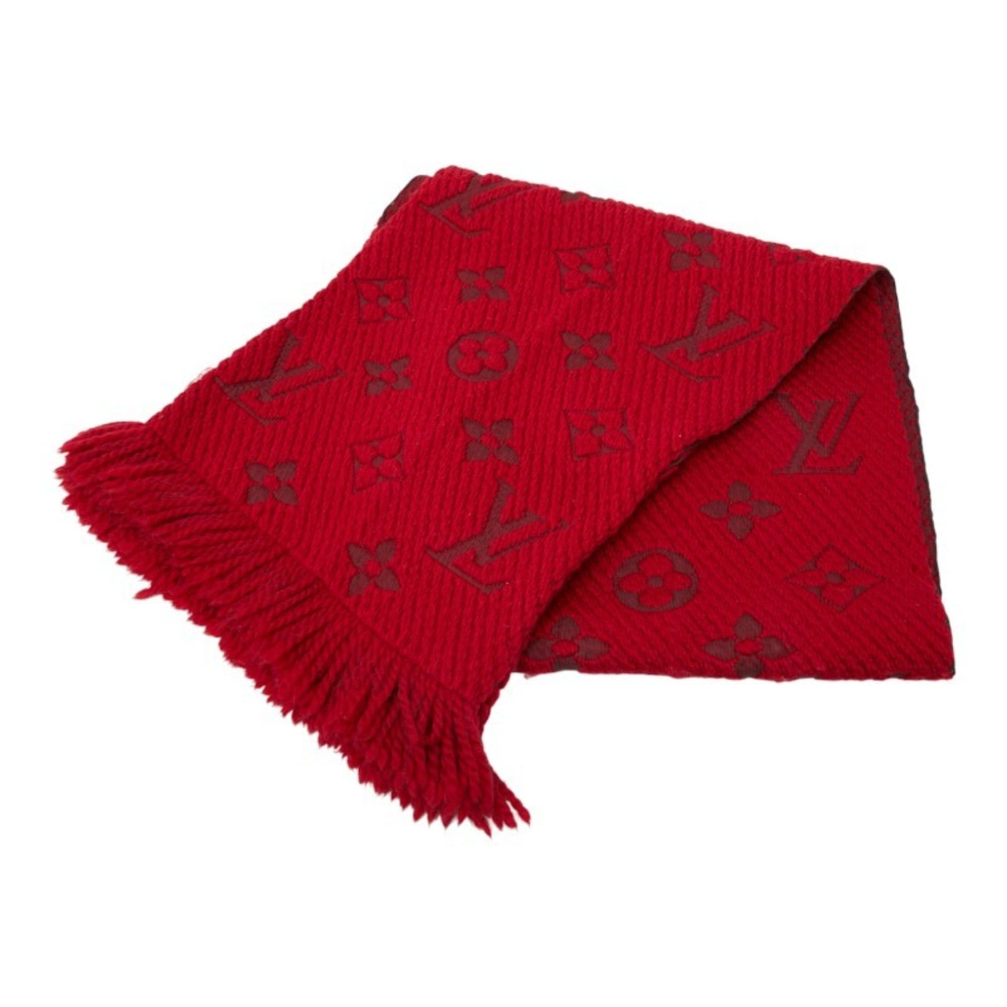 Louis Vuitton Louis Vuitton Echarpe Logomania Scarf M72432 Red Wool and Silk Women's LOUIS VUITTON Size ONE SIZE - 1 Thumbnail