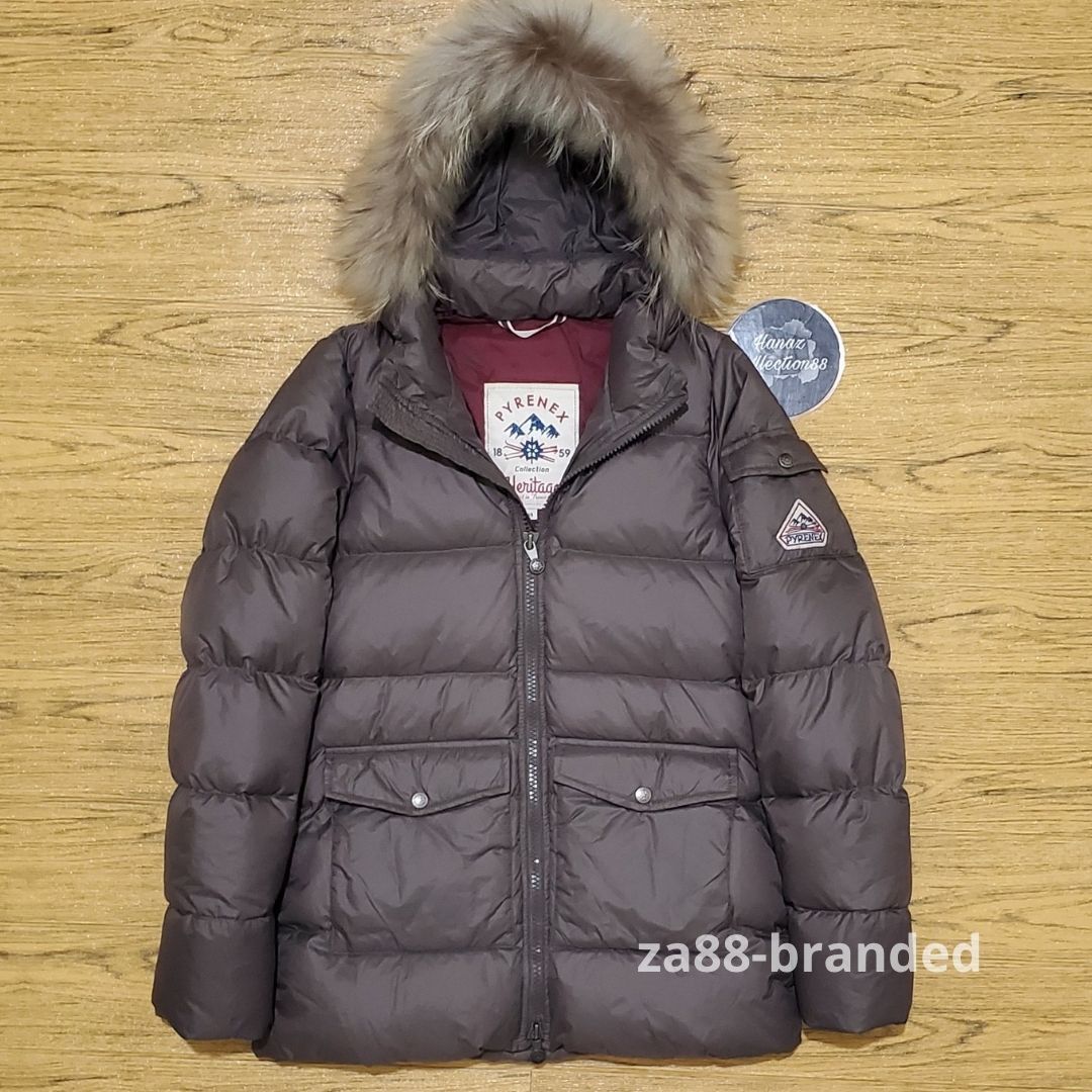 PYRENEX Women Down Puffer Jacket Fur Hood size 36
