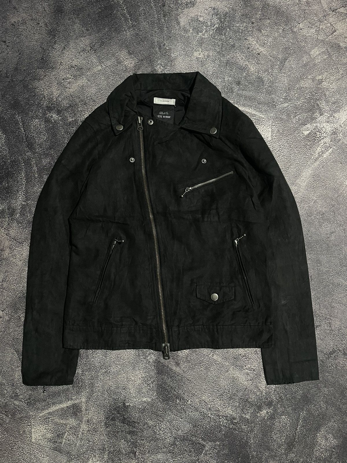 Issey Miyake Tete Homme Suede Ramones Bikers Jacket Size US M / EU 48-50 / 2 - 2 Thumbnail
