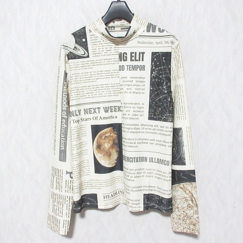 Other Other AMERI UND SPACE NEWSPAPER PRINT Cotton Top Textile Tops DUTY FREE for USA Size ONE SIZE - 1 Thumbnail