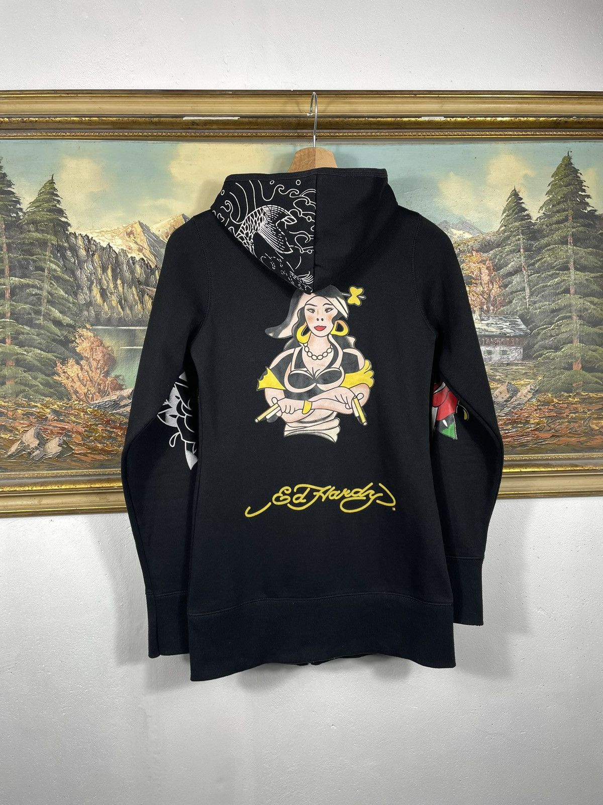 Christian Audigier × Ed Hardy × Vintage Ed Hardy Christian Audigier 00s Hoodie Affliction Grunge Size XS / US 0-2 / IT 36-38 - 5 Thumbnail