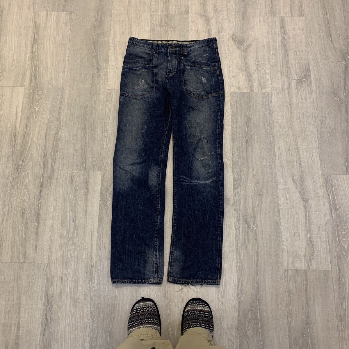 image of Distressed Denim x Dolce Gabbana Italian Dolce&gabbana Y2K Distressed Crashed Vintage Jeans in Blue