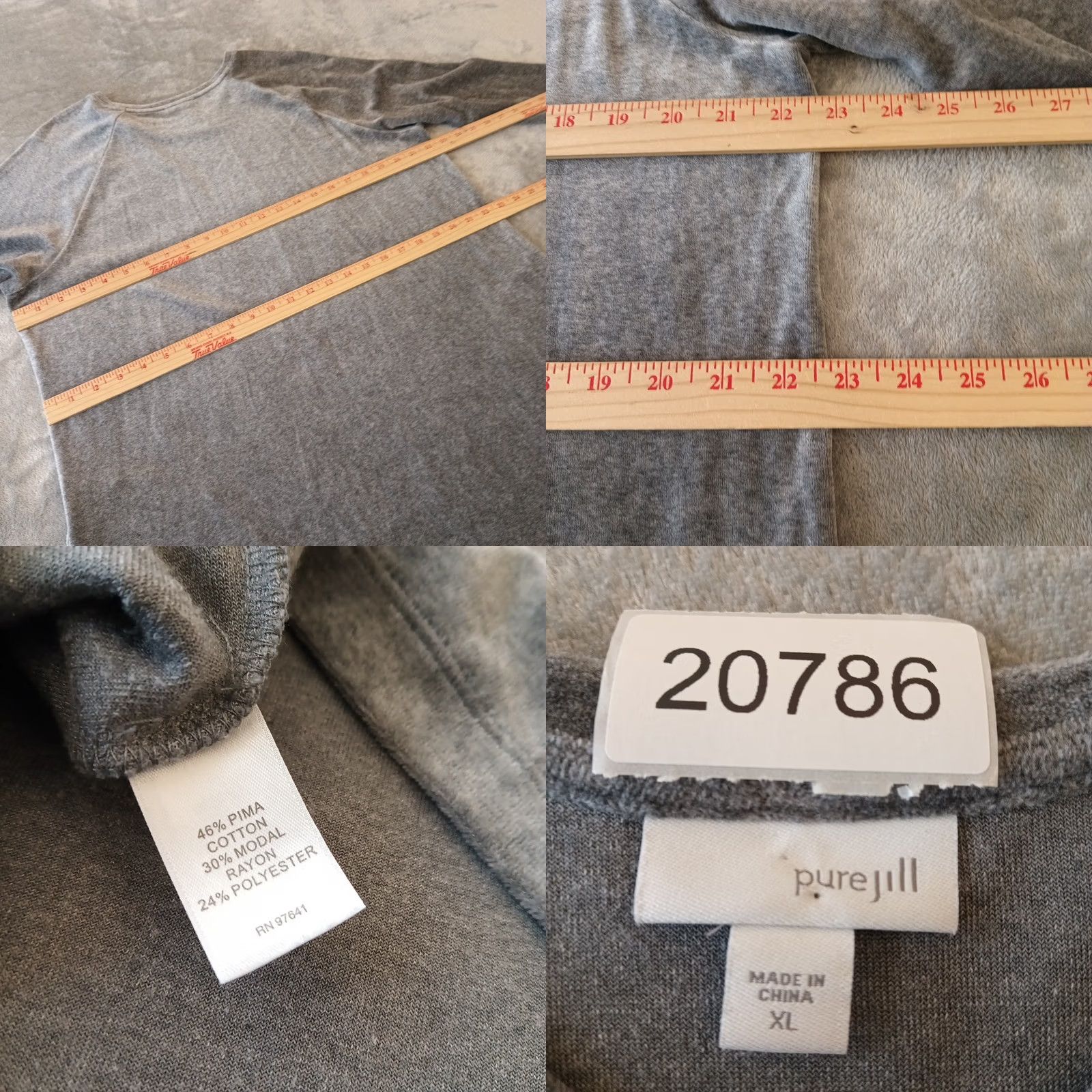 J. Jill J.Jill Shift Dress XL Gray Velour Long Sleeve Pockets Knee Length Women Regular Vintage: No Size XL / US 12-14 / IT 48-50 - 8 Thumbnail