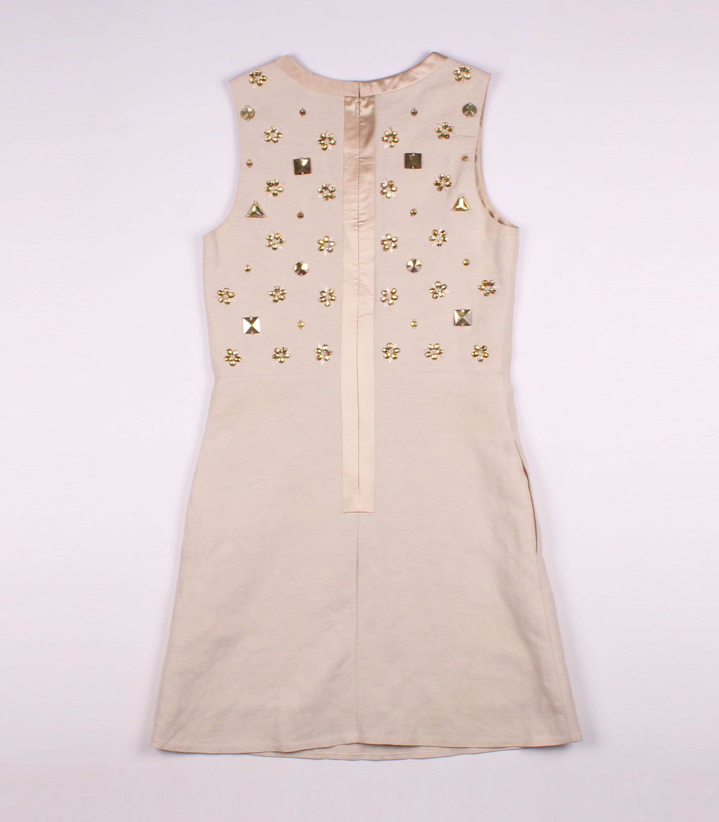 Chloe × Vintage Vintage Chloe 90's Stone Embroidered Linen Blend Dress Size S / US 4 / IT 40 - 11 Thumbnail