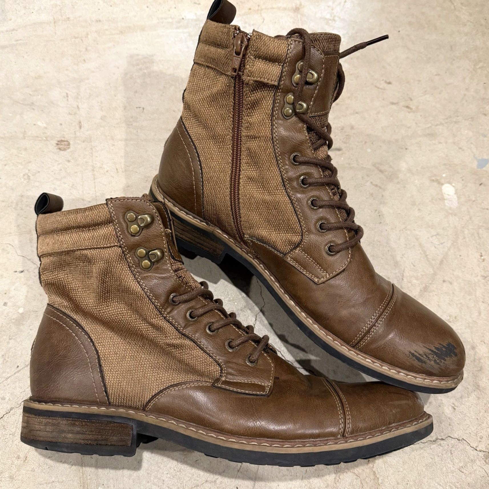 Vintage VINTAGE J75 GARRET Cap-Toe Jump Boots Men 10.5 Brown Tan Military Style Boots Size US 11 / EU 44 - 2 Thumbnail