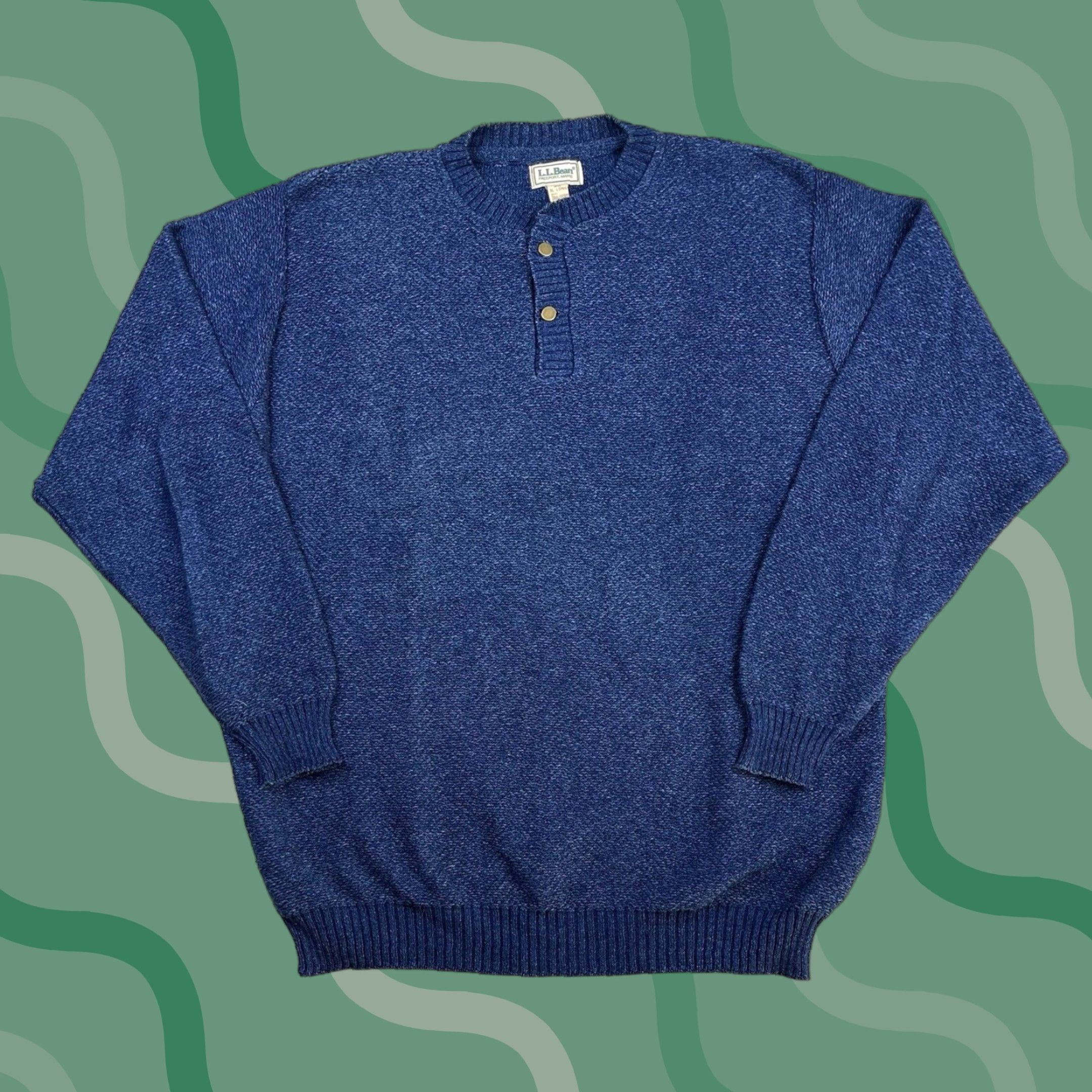 Vintage VINTAGE L.L. Bean Sweater Crew Neck Knit Henley Snap Button Fisherman USA Men XL Blue Cotton Knit Pullover Regular Size USA Theme Mens Size US XL / EU 56 / 4 - 1 Thumbnail
