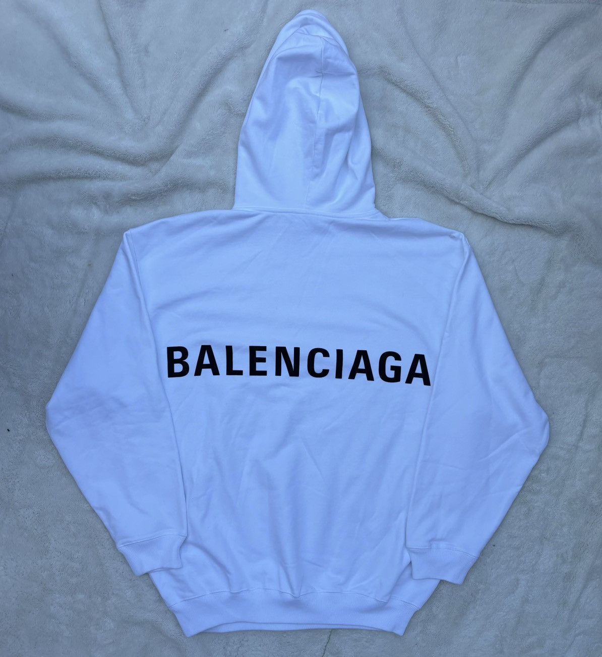 Balenciaga White/Black Back Logo Hoodie