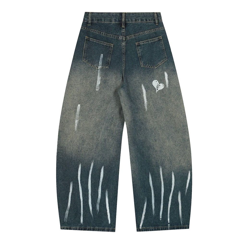 Jean Men's loose washed tie-dye punk scimitar jeans Size US 33 - 2 Thumbnail