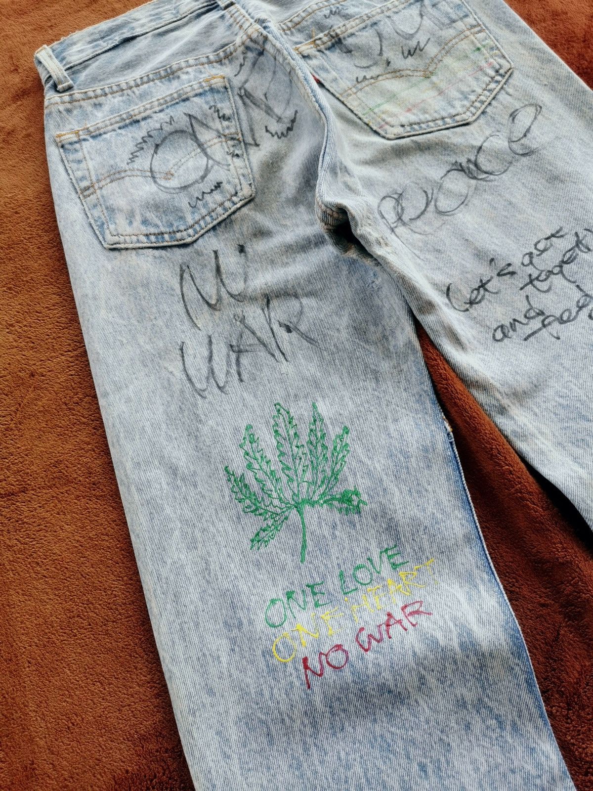 Levi's 90s Vintage Levis 501 Bob Marley Hitomi Handmade Denim Jeans Size US 28 / EU 44 - 10 Thumbnail