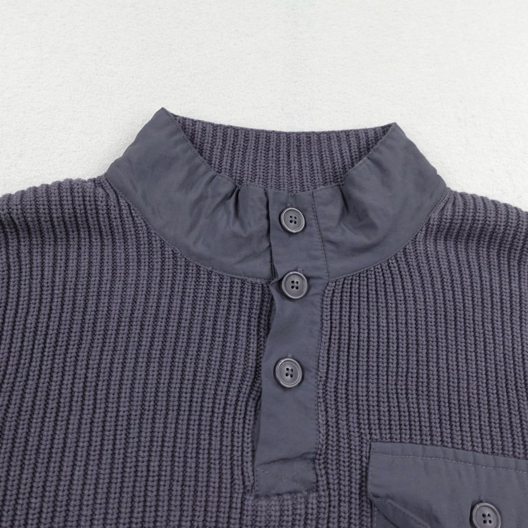 Vintage DULUTH Sweater Henley Shirt Mens L Blue Heavyweight Wool Blend Elbow Patches Pullover Knit Mock Neck Casual Size US L / EU 52-54 / 3 - 2 Thumbnail