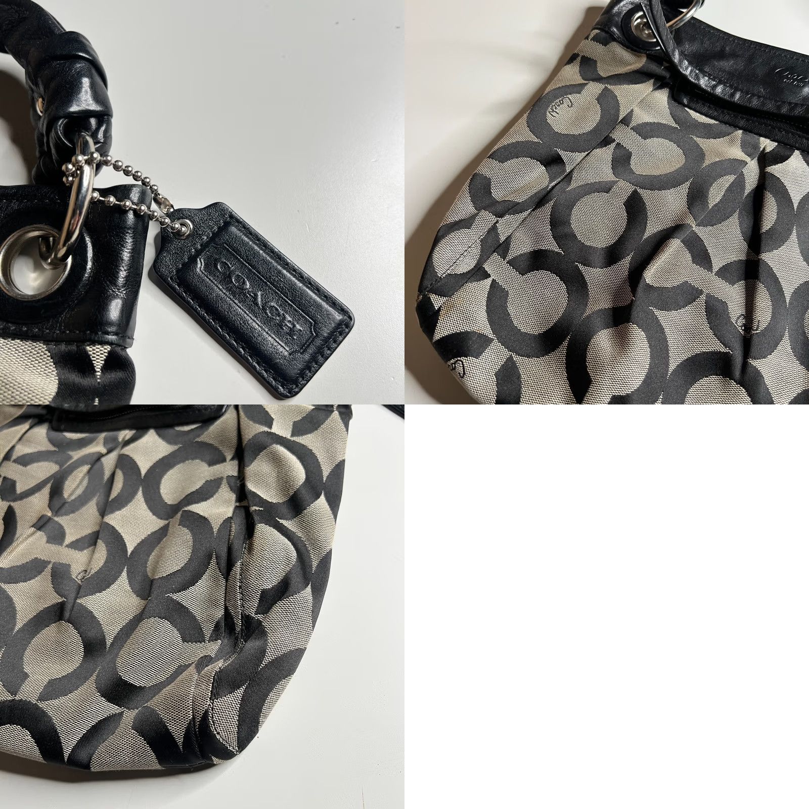 Coach Coach Signature Canvas Leather Hobo Shoulder Bag Black Gray L0893-13420 Size ONE SIZE - 8 Thumbnail