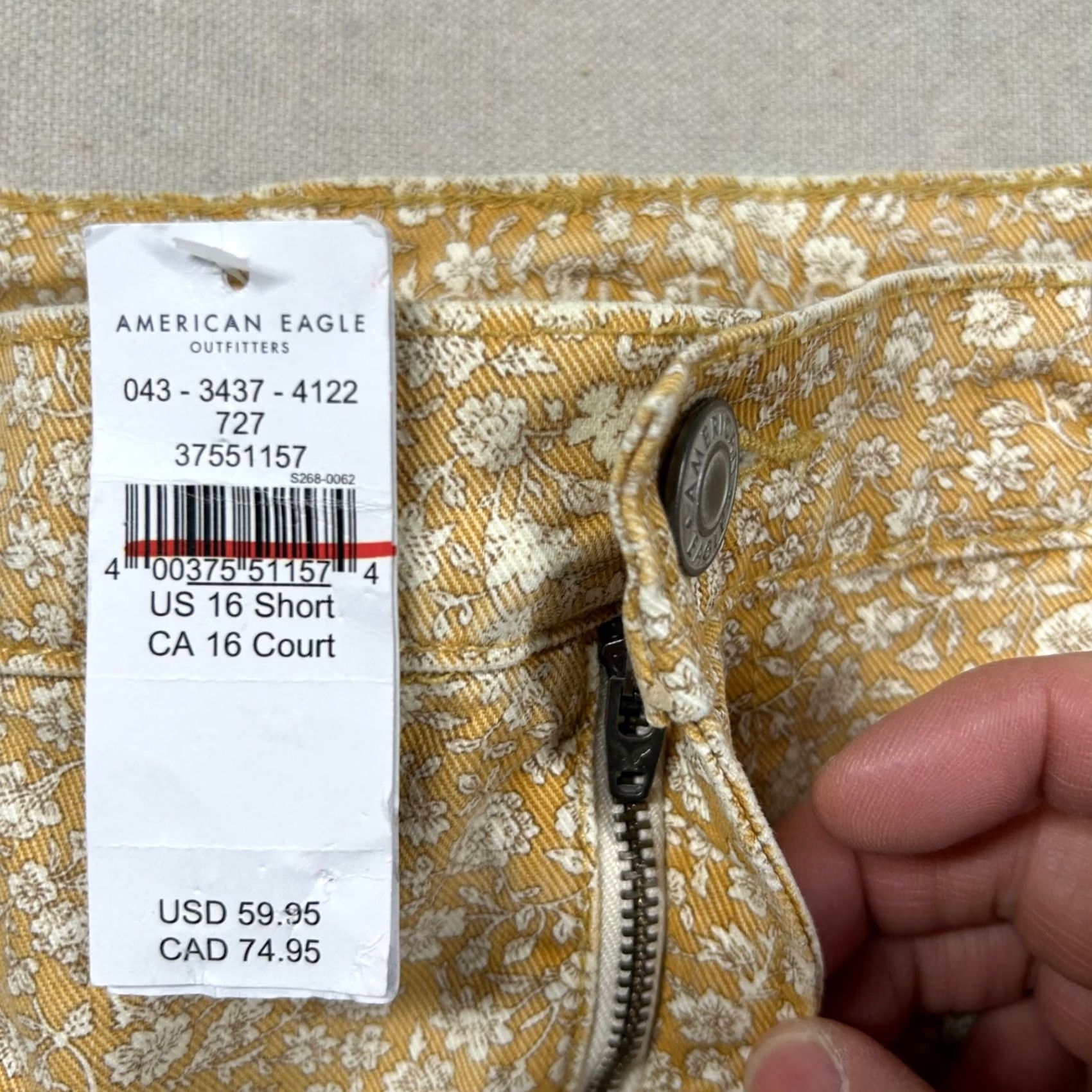 American Eagle Outfitters American Eagle Outfitters Jeans Womens 16 Short Yellow Floral 90s Straight High Rise Denim 5-Pocket Womens Jeans Size 36" / US 14 / IT 50 - 5 Thumbnail