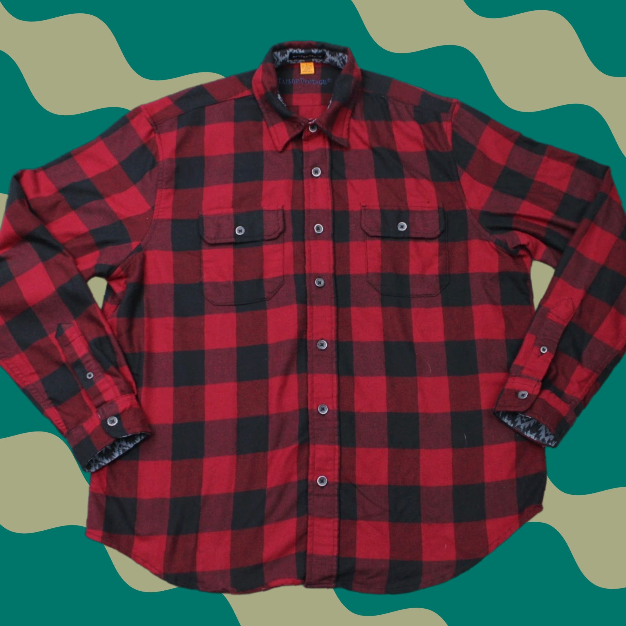 Vintage Tailor Vintage Shirt Mens Large Red/Black Plaid Flannel Button-Up Casual Preppy Jacket? Size US L / EU 52-54 / 3 - 1 Thumbnail