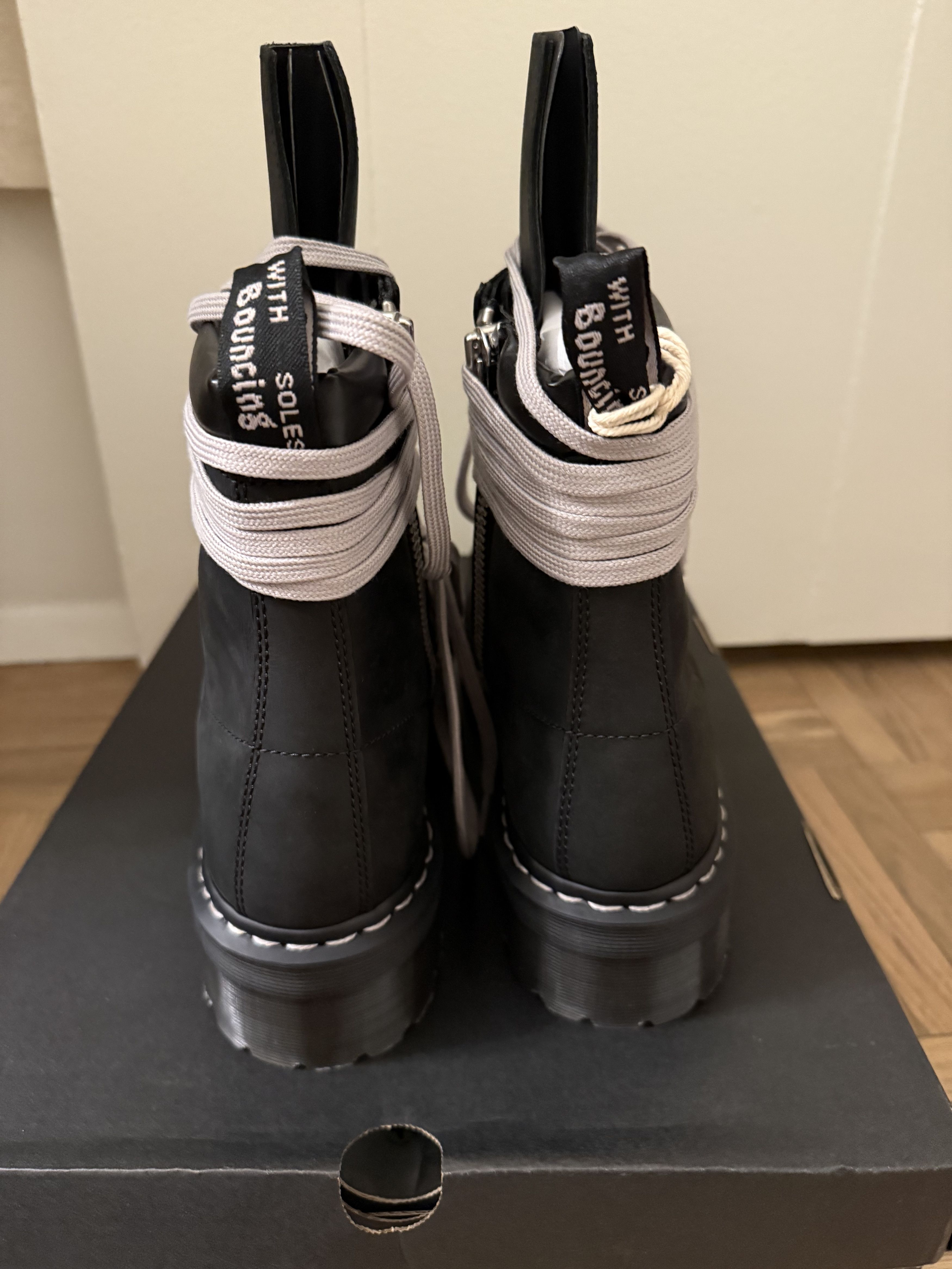 Dr. Martens × Rick Owens STEEL TOE QUAD Wraparound Lace Leather Platform Boots Size US 12 / EU 45 - 7 Thumbnail