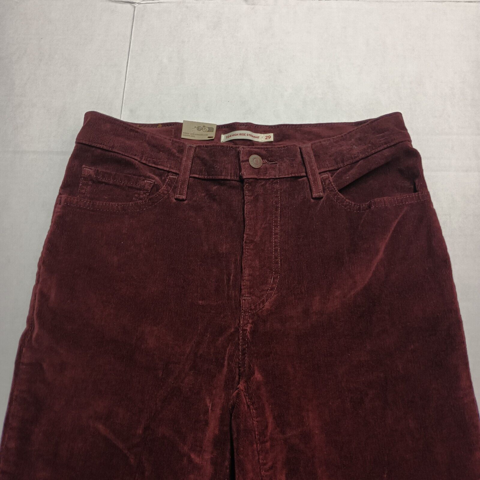 Levi's Levi's 724 High-Rise Slim Straight Jeans 8M 29x32 Burgundy Size 29" - 4 Thumbnail
