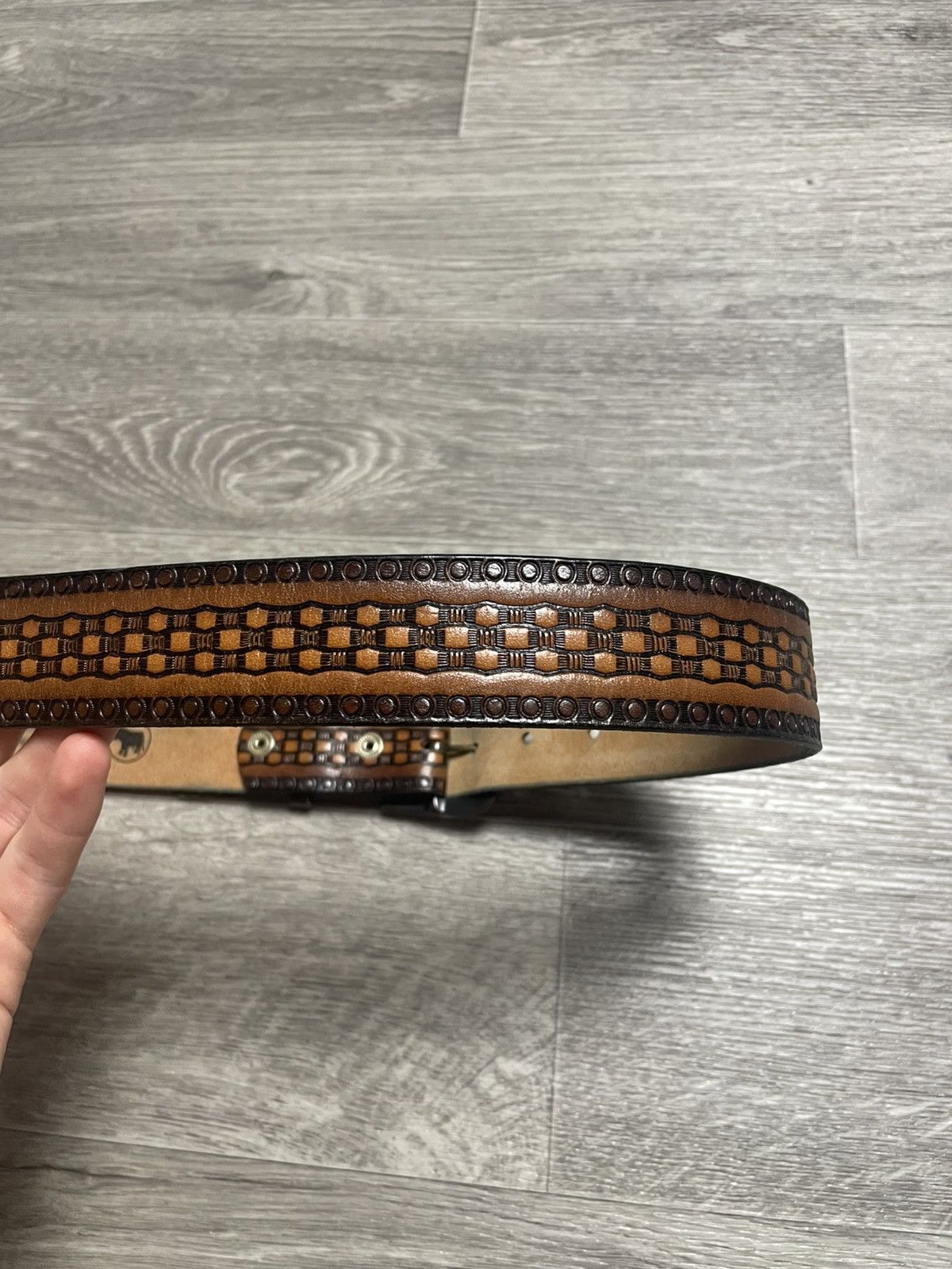 Genuine Leather Vintage Western Style Taurus Real Leather Brown Belt Size ONE SIZE - 10 Thumbnail