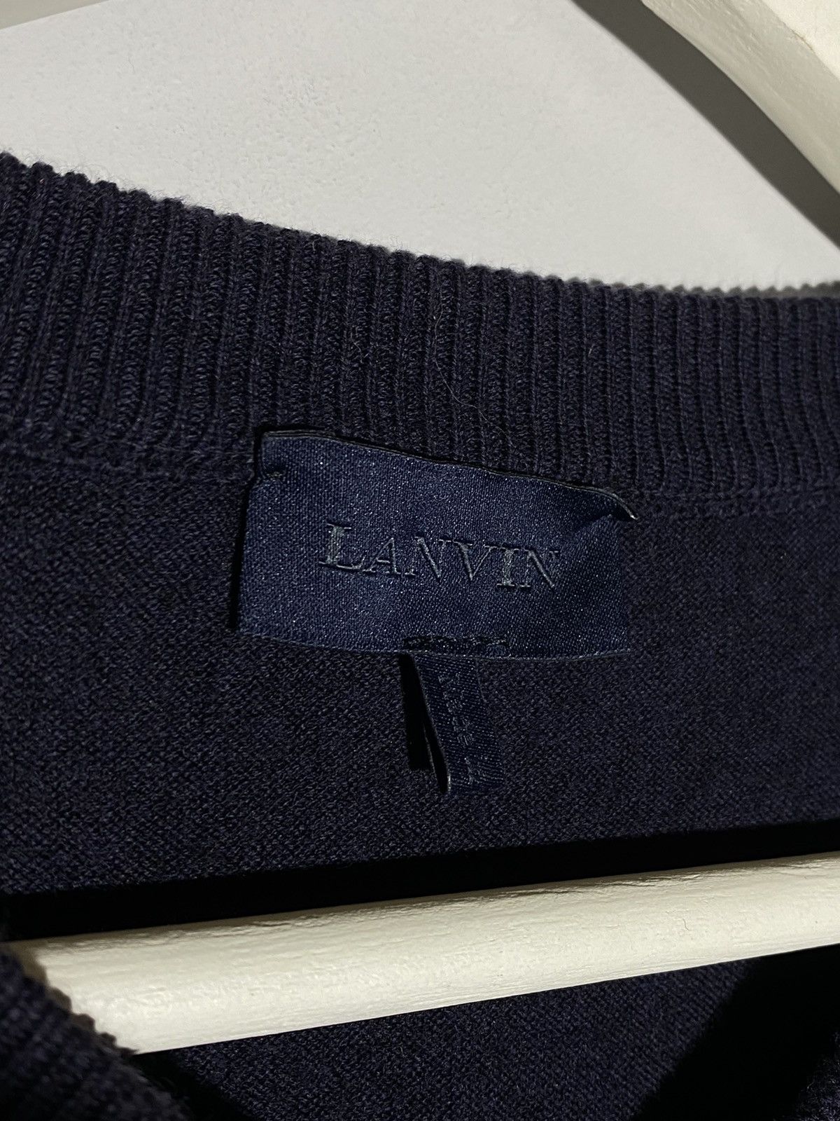 Lanvin Lanvin jumper merinos wool v-neck sweater midnight blue Size US L / EU 52-54 / 3 - 6 Thumbnail