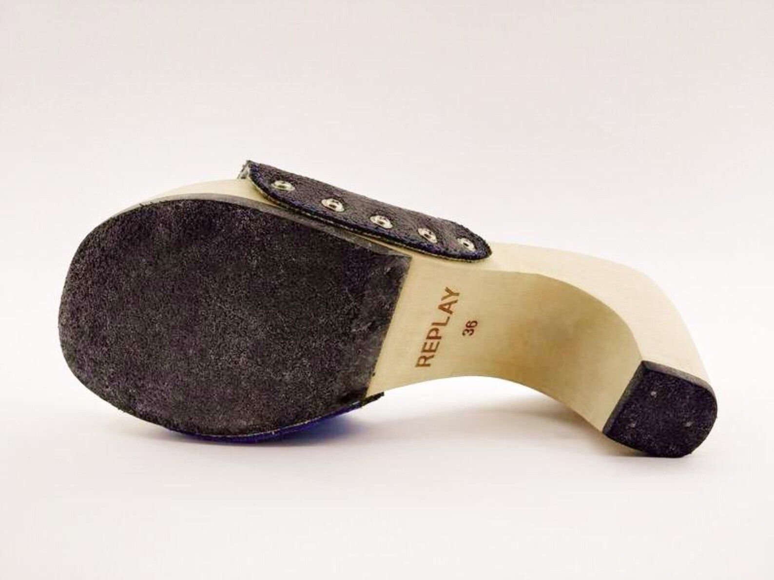 Replay Y2K Replay Blue Leather Studded Wooden Mules – EU36 / US 6.5 Size US 6.5 / IT 36.5 - 2 Thumbnail